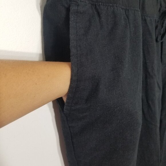 Old Navy Maternity Black Drawstring Linen Blend Wide Legged Pants Pockets XL Mat - Picture 4 of 11